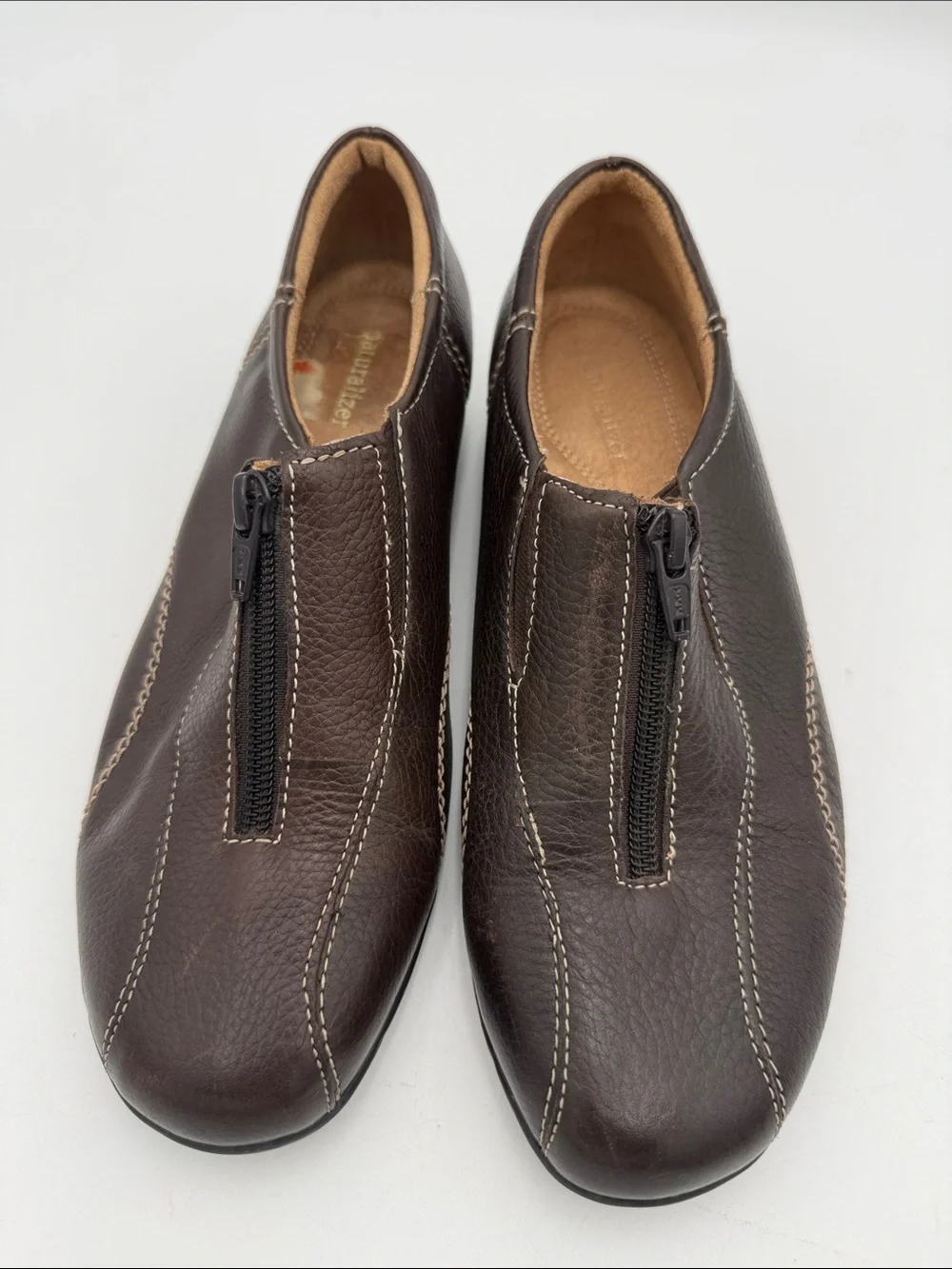 Naturalizer Men's Dark Brown Front-Zip Slip-On Loafers women 8M casual office